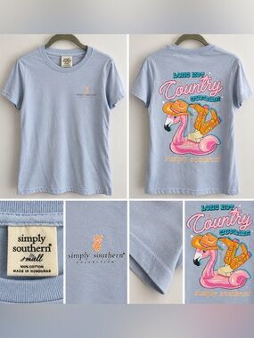 Simply Southern Small Long Hot Country Summer Flamingo Western Tee